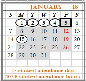 District School Academic Calendar for Bernard C. Campbell Middle for January 2024