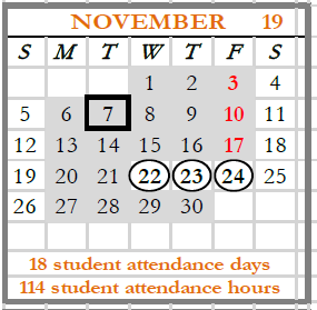 District School Academic Calendar for Bernard C. Campbell Middle for November 2023
