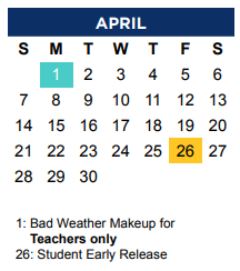 District School Academic Calendar for Legends Property for April 2024
