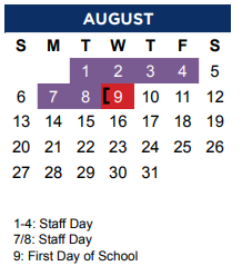 District School Academic Calendar for Timber Creek Elementary for August 2023