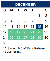 District School Academic Calendar for Polser Elementary for December 2023