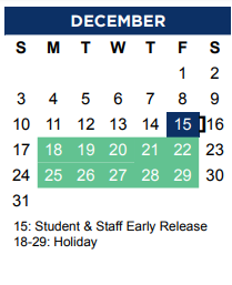 District School Academic Calendar for Delay Middle School for December 2023