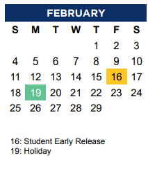 District School Academic Calendar for Legends Property for February 2024