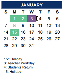 District School Academic Calendar for Legends Property for January 2024