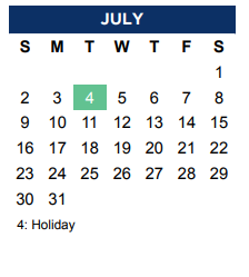 District School Academic Calendar for Middle School #15 for July 2023