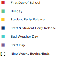 District School Academic Calendar Legend for Middle School #15