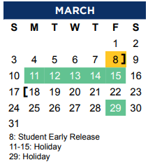 District School Academic Calendar for Forestwood Middle for March 2024