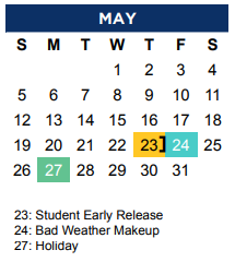 District School Academic Calendar for B B Owen Elementary for May 2024