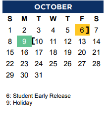 District School Academic Calendar for Timber Creek Elementary for October 2023