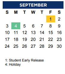 District School Academic Calendar for Middle School #15 for September 2023