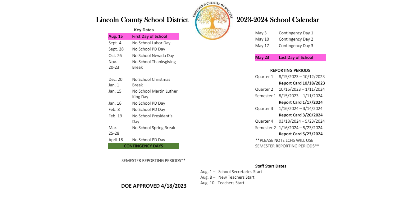 District School Academic Calendar Key for C O Bastian