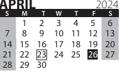 District School Academic Calendar for Transition Expulsion Program for April 2024
