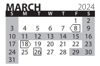 District School Academic Calendar for Transition Expulsion Program for March 2024