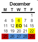 District School Academic Calendar for Muir (john) Elementary for December 2023