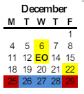 District School Academic Calendar for Lakewood Community Day for December 2023