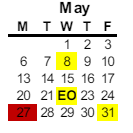 District School Academic Calendar for Sutherland Elementary for May 2024