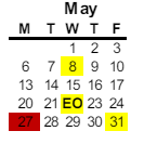 District School Academic Calendar for Middle College High for May 2024