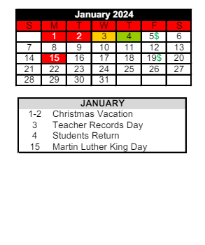 District School Academic Calendar for Logansport Area Jnt Spec Ed for January 2024