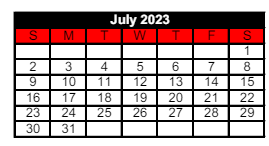 District School Academic Calendar for Logansport Area Jnt Spec Ed for July 2023