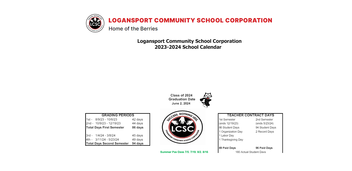 District School Academic Calendar Key for Logansport Area Jnt Spec Ed