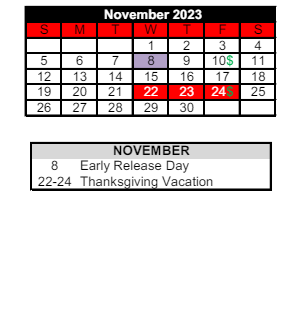 District School Academic Calendar for Logansport Area Jnt Spec Ed for November 2023
