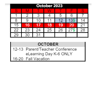 District School Academic Calendar for Logansport Area Jnt Spec Ed for October 2023
