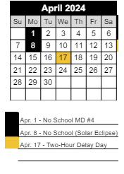 District School Academic Calendar for Loogootee West Elem Sch for April 2024