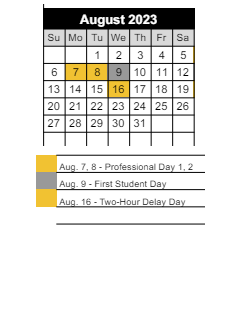 District School Academic Calendar for Loogootee West Elem Sch for August 2023