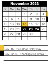 District School Academic Calendar for Loogootee West Elem Sch for November 2023