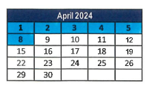District School Academic Calendar for Palm Elementary School for April 2024
