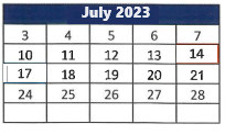 District School Academic Calendar for Palm Elementary School for July 2023