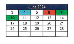 District School Academic Calendar for Palm Elementary School for June 2024