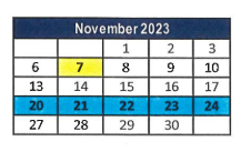 District School Academic Calendar for Palm Elementary School for November 2023