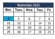 District School Academic Calendar for Palm Elementary School for September 2023