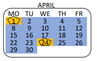District School Academic Calendar for Kennedy High School for April 2024
