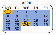District School Academic Calendar for View Park Continuation for April 2024