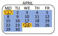 District School Academic Calendar for Southeast Area New Learning Center for April 2024