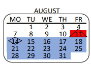 District School Academic Calendar for Mt. Gleason Middle for August 2023