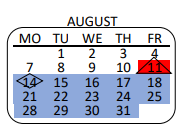 District School Academic Calendar for Southeast Area New Learning Center for August 2023