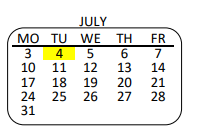 District School Academic Calendar for View Park Continuation for July 2023