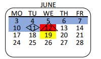 District School Academic Calendar for Westside Leadership Magnet for June 2024