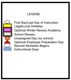 District School Academic Calendar Legend for Cooper Community Day School