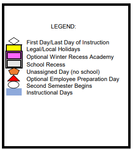 District School Academic Calendar Legend for View Park Continuation