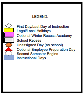 District School Academic Calendar Legend for William Jefferson Clinton Middle