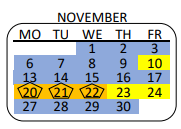 District School Academic Calendar for Banning Senior High for November 2023
