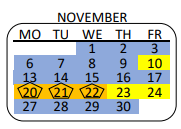 District School Academic Calendar for View Park Continuation for November 2023