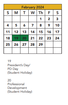 District School Academic Calendar for Tubbs Elementary for February 2024