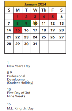 District School Academic Calendar for Whiteside Elementary for January 2024