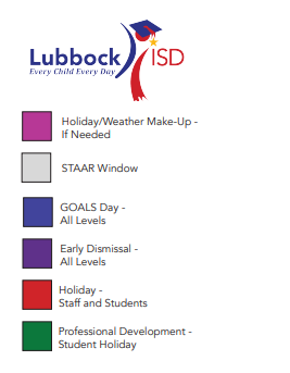 District School Academic Calendar Legend for Whiteside Elementary