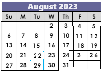 District School Academic Calendar for Classical High for August 2023